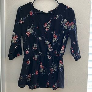 Black floral blouse